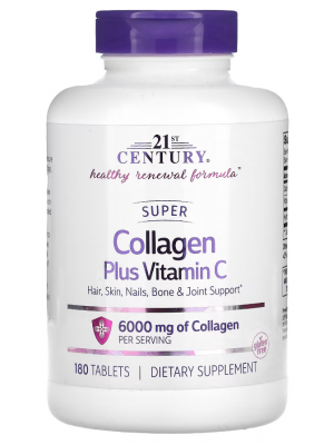 Коллаген 21st Century Super Collagen Plus Vitamin C (180 таб.)