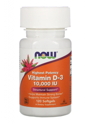 Отдельные витамины NOW Vitamin D3 10,000 IU (120 капс.)