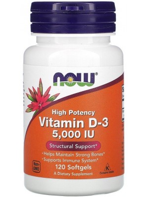 Отдельные витамины NOW Vitamin D3 5000 IU (120 капс.)