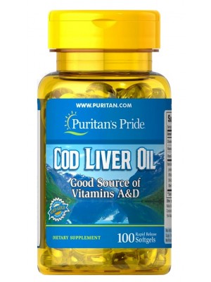 Омега жирные кислоты Puritan's Pride Cod Liver Oil with Vitamin A&D (100 капс.)