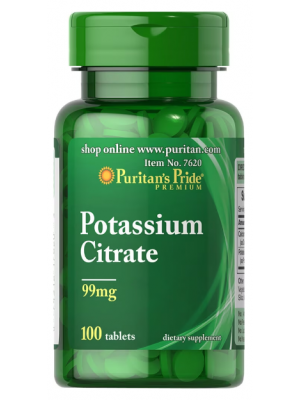 Puritan's Pride Potassium Citrate 99 mg (100 таб.) Минералы Puritan's Pride Potassium Citrate 99 mg (100 таб.)